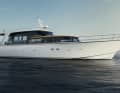 Purist lines: The classic outline of the 25.50 metre long and 6.50 metre wide SHE project catches the eye with its angled stern, slender silhouette, louvred and perforated portholes and the diagonal supports of the coachroof, which are reminiscent of Italian cruisers from the 1960s.