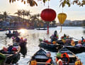 Boats on the Thu Bôn in the historic centre of the port city of Hôi . An, which once lay on the legendary Silk Road
