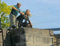 It's easier with two people: Parks Canada lock staff cranking in Smiths Falls