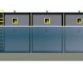Upstream sluicing: If the lower gate and gate are closed, the gates in the upper gate are first opened slightly; water flows in slowly and chamber 3 fills up. Then the gates are opened completely and the water level rises to the height of the upper water level 5