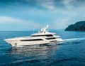 Long snout: The foredeck measures 100 square metres and offers wooden loungers (right), which are typical of Portofino. Accordingly, the photo shoot took place off the shores of Liguria