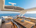 Al fresco: Die Flybridge ist eine der größten ihrer Klasse. An den Abseiten befinden sich Handläufe, statt Cabriodach verbaut Absolute auch Solarpaneele