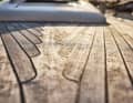 Unsightly carpet of stains: The stains are distributed heterogeneously over the entire surface and could not be removed even with the wood preservative Boracol