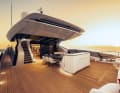 For dinner beforehand, guests meet in the cockpit on the main deck