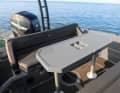 Aft there is an adjustable table with several seats