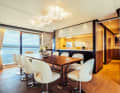 The open-plan kitchen can also be closed off if desired. For more privacy