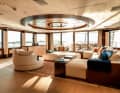 Upper deck aft: Off-white, warm orange and red earth tones characterise the colour melody of the owner's lounge