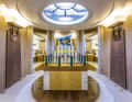 Guests reach their cabins through the lobby on the lower deck