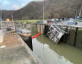 Both gate wings of the Müden lock have been completely torn from their anchoring and deformed