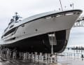 The aluminium construction with a maximum displacement of 455 tonnes was launched from a floating dock in front of the shipyard halls in Genoa's Sestri Ponente district.