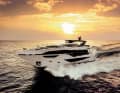 Volle Fahrt: Die Sunseeker 100 rauscht mit maximal 30 Knoten übers Meer. Dazu passend verliehen werfteigene Kreative ein flaches Profil und zackige Linien