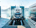 The Bellissima is picked up by the lifting slings of the 300-tonne travel lift and moved on to one of the six halls
