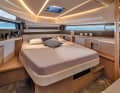 The double berth in the forward cabin is comfortably upholstered