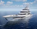 A long bow and raised bulwarks make the six-decker seaworthy