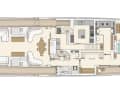 Main deck: The master suite loses some width in the aft bathroom in favour of the mini-veranda to starboard