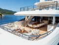On the upper deck is the only formal dining area on the threshold between inside and outside