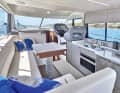 The spacious saloon of the almost 13 metre long Frenchwoman