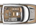 Flybridge: The owners have a helmstand with two armchairs and a dining area for eight people