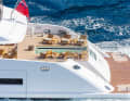 A mega pool on the aft deck and beach club ...