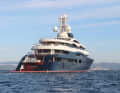 Off Gibtraltar: The new English yacht name emblazoned on precious wood