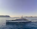 Makes a small wave: Philippe Briand designed an extremely efficient hull for the 66 metre long steel-aluminium construction. The two main diesels burn 280 litres per hour at twelve knots. Top speed is reached at four knots more