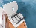 The solid bathing ladder is integrated into the bathing platform