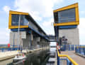 Spectator magnet boat lift: thanks to the larger trough, longer and more heavily laden ships can now use the Havel-Oder waterway