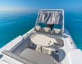 The optional table creates a seating area in the rear