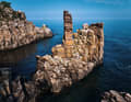Rocky cliffs can only be found on Bornholm in Denmark. The Helligdomsklipperne ("Holy Cliffs") are particularly striking ...