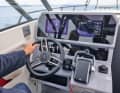 The two Mercury Verado 250 hp outboards are safely operated via the digital control box. The steering is electro-hydraulic