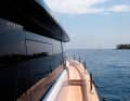 Wide side decks connect the foredeck and aft deck