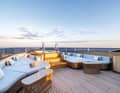 Socialising zones: For a relaxed get-together, guests meet at the front on the sun deck, ...
