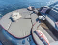 A sofa, armchairs and sun loungers await you in the bow (top centre).