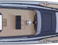 The owner of construction number 1 opted for three captain's chairs at the fly steering position. An outdoor galley is located aft.