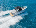 From a bird's eye view, the D29 looks like a boat with an inboard engine, but it has an outboard motor.