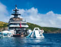 Fun pool: The crew of the 95-metre "Whisper" (Lürssen, 2024) has taken the toys out of the garage.  Including inflatable slides.