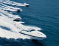 Die Pershing-Flotte Anfang der 90er-Jahre, damals noch in Weiß. Im Vordergrund das damalige Flaggschiff Pershing 70.