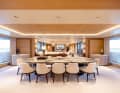 Main deck: Wengé on the table, further characterised by walnut and oak veneers. Selected non-glossy materials are typical of Berryman.