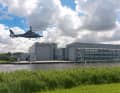 Royal Huisman in Vollenhove: The forecourt of the largest hall, which has been extended again for the 85-metre slup, also serves as a heliport.