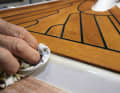 Step 5 - Wipe off: Any sealer that has got onto the GRP must be wiped off immediately with a cloth. Once it has dried, it is difficult to remove