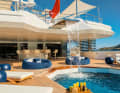Panorama: The 7.50 x three metre bathing pool offers views of the beach club one deck below and views across the stern