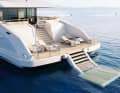Life on board with beach club and mobile platform for swimmers and tenders.