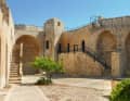 Sun-drenched courtyard of the Castello Sant'Angelo in Licata in the south of Sicily