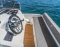 The skipper has full control of the rudder and gears.
