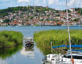 Ohrid with the walls of St Samuel's Fortress in the background