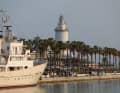 Málaga's city harbour with lighthouse