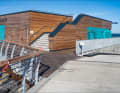 The completed service building.