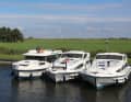 Charter boats of various types at the le Boat base in Hindeloopen.