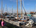 Evening atmosphere at the seaport of Hindeloopen, with the IJsselmeer in the background.