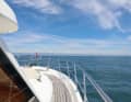 On a north-easterly course across the English Channel.